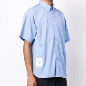 NHIZ x Izzue Neighborhood Blue Poplin Logo Print Buttondown Shirt S​​